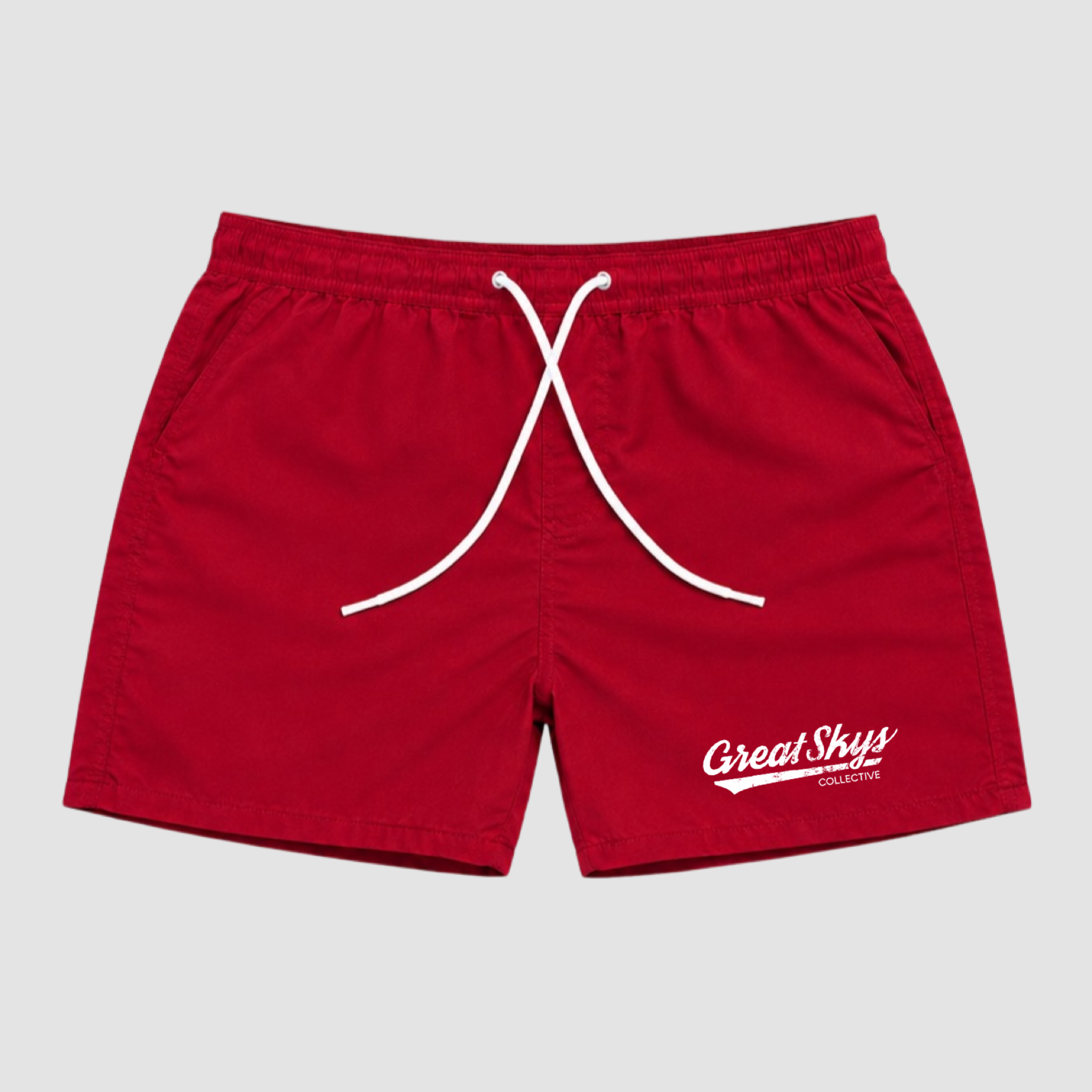 GS Red Nylon Logo Shorts